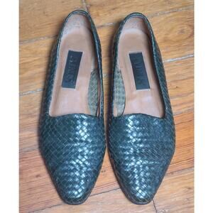 Vintage Flings Green Woven Leather Women's Loafers Ballet Flats SZ 8M Brazil